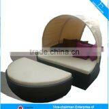 Лежак для отдыха из плетеного тростника для сада на открытом воздухе с навесом thumbnail-1