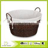 Round Banana Leaf Laundry Basket In Brown thumbnail-2