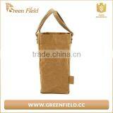 Brown Washable Kraft Paper Single Wine Bottle Bag With Handles thumbnail-2