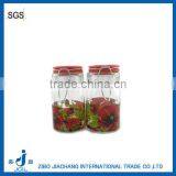 glass candy pot with metal clip lid TK16