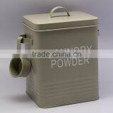 Vintage Metal Laundry Storage Tin in Grey thumbnail-1