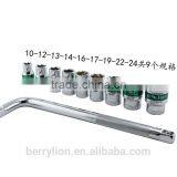 Berrylion Hot Sale Mirror Curved Rod With 9pcs Socket Tool Set