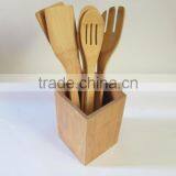 Wholesale Hot Selling 5 Pcs Kitchen Bamboo Utensil Set With Holder for 2016 thumbnail-2