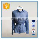 Fashion Women New Models Blouses Slim Waist Lapel Neck Demin Shirt thumbnail-1
