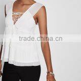 MGOO Elegant Clothing Good Quality Ladies Chiffon Tops Sleeveless Womens Crop Tops thumbnail-2