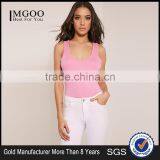 Light Pink Women Basic Bodysuit With Racer Back Bodybuilding Elastic Plain Jumpsuit thumbnail-1