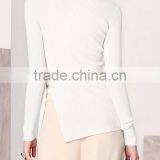 EY0867S Long Sleeve Cable-knit Hem Split Pullover Knit Sweater Patterns for Girls thumbnail-2