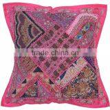 Pink Designer Euro Pillow Sham - Wood Beads Floor Seating Cushion Cover ~ 26 Inch thumbnail-2