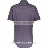 Men Customized Classic Hided Buttons Plain Grey Short Sleeve Shirt Wholesale thumbnail-2