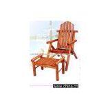 Pine Wood Adirondack Chair With Ottoman thumbnail-1