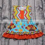 Fashion Popular Style Wholesale Thanksgiving Day Boutique Dresses for Baby Girls Turkey Print Smocked Design Dress Party Skirts thumbnail-1