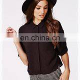 New Fashion Ladies Plain Black Cropped Blouse Simple Designs thumbnail-4
