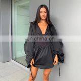 LAITE D2180 Ins Hot Sales Autumn&winter V-neck Fashion Retro Bodycon Women Casual Dresses A-line Sexy Dresses thumbnail-1