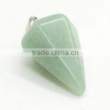 6 Side Cone Shape Green Aventurine Pendant Semi Precious Stone Pendant thumbnail-1