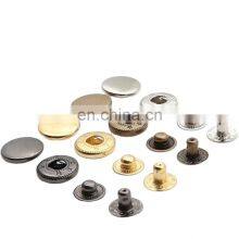 Wholesale Custom Different Sizes Round Brass Silver Metal Snap Buttons For Clothes