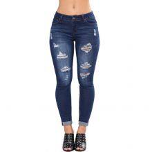 Women's New Style European and American Ripped Slim-fit Buttocks-lifting Jeans thumbnail-2