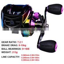 Metal Body 9+1BB Baitcaster Reel 8-10 kg Drag 7.2:1 Gear Bait Casting In Multicolor Baitcasting Fishing Reels Saltwater thumbnail-3