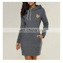 Wholesale Custom Brand Women's Plus Size Casual Sports Sweater Skirt Top Crop DIY Guillotine Bear Hoodie S-5XL thumbnail-3