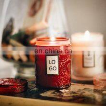 Handcraft Poured With Love Wedding Birthday Ebossed Glass Jar Custom Aromatherapy Luxury Fragrance Scented Candle thumbnail-3