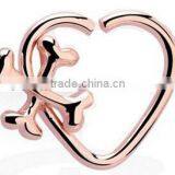 Heart and Cross Bone 316L Surgical Steel Tragus Cartilage Daith Body Piercing Jewelry thumbnail-1