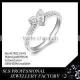 3 big CZ setting in center of rings with 925 sterling silver jewelry ,high polished rings to engrave letter you wanna