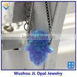 Synthetic Light Blue OP06 Hamsa/Hand Shape Opal 925 Silver Chain Necklace Jewelry thumbnail-1