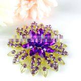Beautiful Flower Crystal Strass Brooch Pin, Rose Colour Flower Rhinestone Strass Brooch for Party Invitation thumbnail-3