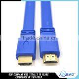 Xinya Factory Price High Speed Blue Flat HDMI Cable With Gold Plated Plug