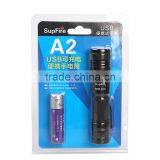Small LED Torchlight A2 USB Rechargeable Flash Light Zoom Flashlight thumbnail-5