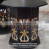Marble Inlay Table Black Base thumbnail-1