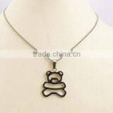 Wholesale Cute Stainless Steel Bear Pendant Necklace thumbnail-5