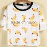 White Short Sleeve Fancy Custom Bananas Print T-Shirt thumbnail-2