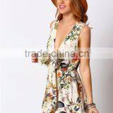 2016 Latest Summer Rural Style Low Neckline Floral Short Romper Womens Playsuit thumbnail-5