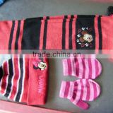 promotional children acrylic knitted hat scarf glove set with embroidery logo