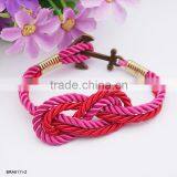 Handmade Braided Nylon Rope Bronzy Anchor Charm Bracelet For Wholesale thumbnail-2