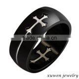 Laser Cut Cross Stainless Steel Imitation Ring Jewelry