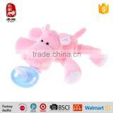 New Design OEM/ODM Silicone Baby Pacifier With Pink Plush Animal Toy thumbnail-2