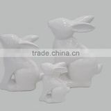 Home Decoration White Ceramic Rabbit Figurines