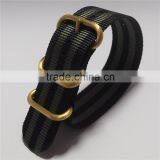 Black Gray Stripe Color PVD Gold 24mm Zulu Watch Strap thumbnail-6