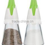 SINOGLASS 2 Jars 95ml Snow Mountain Shape Top Glass Salt and Pepper Spice Jar Rack Set thumbnail-2