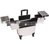 Silver Texture Professional Aluminum Rolling Cosmetic Case Makeup 3-Tier Trolley thumbnail-3