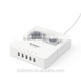 White Super Speed EU Type 6 USB Charging Ports Power Strip for Tablet PC / IPhone