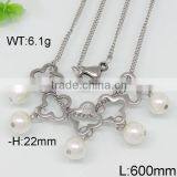 Fascinating hawaii flower and pearl design steel color necklace lei