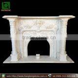 Hand Engraved White Marble Indoor Decorative Fireplace Mantel thumbnail-1