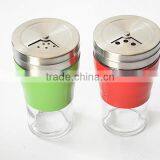 Colorful Glass Condiment Bottle With Rotating Hole Lid Metal Cover thumbnail-3