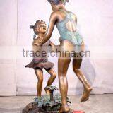 Bronze Garden Sculpture Girls Playing Outdoor thumbnail-3