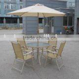Sling Dining Garden Furniture With Glass Table and Sling Chairs thumbnail-1