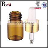 Cosmetic 5ml 10ml 12ml 15ml Amber Empty Essential Oil Bottle Perfume Glass Golden Aluminum Dropper Perfume Glass Bottle Factory thumbnail-2