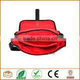 Unisex Messenger Bag and Backpack. Grey Wool-Polyester Mix With Red Details and Lining. Multiple Pockets thumbnail-5