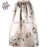 HAODUOYI Women Flower Printing Skirt Casual Midi Elegant High Waist Satin Skirt thumbnail-1